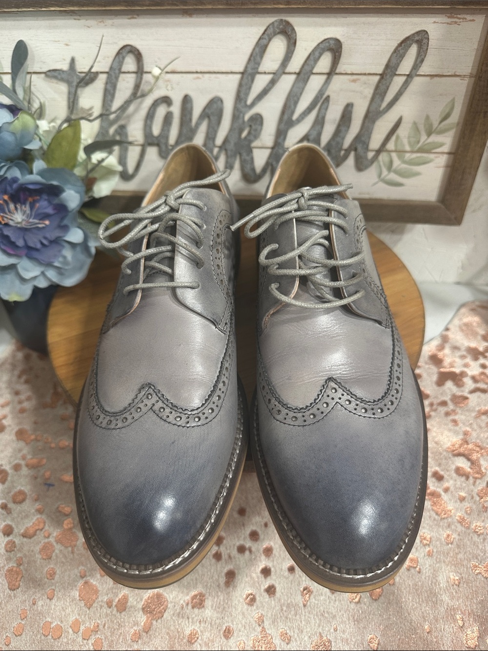 NWOT Men's Wingtip Derby Oxfords in Silver-Gray